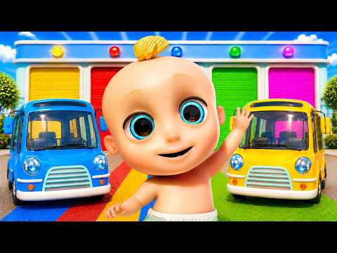 Wheels On The Bus - Learn Colors with Color Change Garage + Johny Johny Yes Papa - Kids Songs