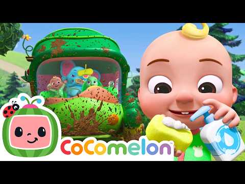 Bus Wash Song and Wheels on the Animal Bus | CoComelon Nursery Rhymes & Kids Songs