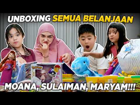 UNBOXING SEMUA YANG DIBELI SULAIMAN, MOANA & MARYAM!!