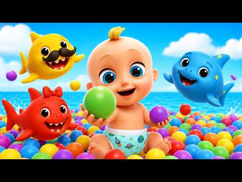 Baby Shark + Johny Johny Yes Papa - Learn Colors with Colorful BALLS - Kids Songs| LooLoo Kids