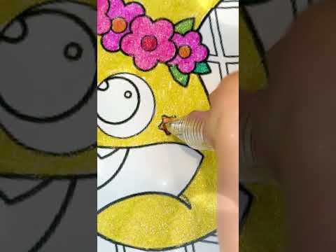 Let’s paint Baby Shark with glitters ✨ #learntodraw #diy