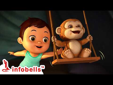 Bandar Jhool Jhool Raha hai - Bandar Mama Baby Playing | Hindi Rhymes for Children | Infobells