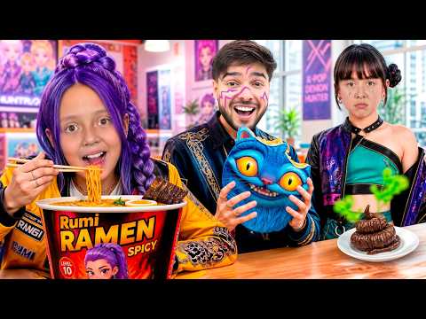 100 CAPAS de COMIDA con LAS GUERRERAS KPOP !!