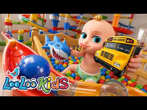 Johny Johny Yes Papa + Wheels On The Bus + Baby Shark - Learn Colors - Marble Run + Color Balls