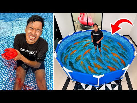 CONTRUI PISCINA DENTRO de mi CASA Y PESCADOS ME MORDIERON 