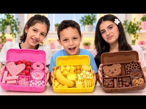 تحدي لانش بوكس المدرسة بلون واحد 💛🧡❤️