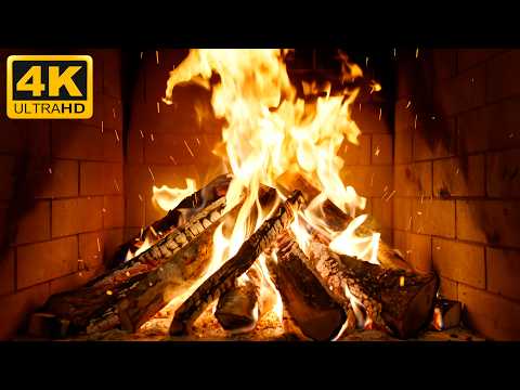🔥 FIREPLACE WINTER SILENCE with WARM FLAMES AND NATURAL WOOD SOUNDS for Relaxed Study Sessions