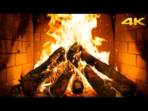 🔥 Cozy Burning Fireplace: Warm Firelight and Natural Crackles for Magical Christmas Atmosphere