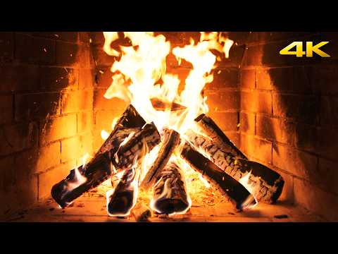 🔥 Snowy Winter Fireplace (NO MUSIC) with Real Fire Sounds and Burning Logs for a Quiet Night In