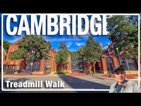 Harvard University & Cambridge MA Walk - Late Afternoon August Sunset | 4K Treadmill City Scenery