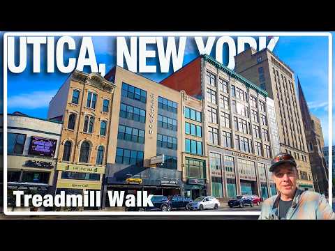 Utica NY Historic Downtown City Walk - Genesee Street & Bagg's Square | 4K Treadmill Scenery