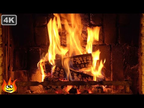 Christmas Fireplace Loop with Realistic Soft Crackling Fire Sounds 4K