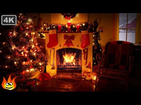 Cozy Christmas Fireplace Ambience with Soft Crackling Fire Sounds 4K