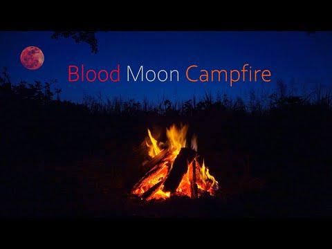 Blood Moon Campfire with Crackling Fire and Quiet Night Sounds (4K)