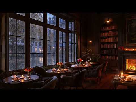 Cozy Rainy Fall Coffee Shop | Vintage Autumn Cafe & Smooth Jazz Piano For Relaxing
