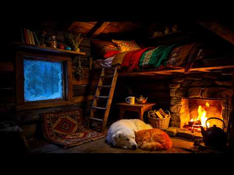 I’ve Never Slept This Deeply… Try This Hidden Winter Cabin with a Sleeping Dog & Cat