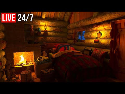 Deep Sleep in Cozy Winter Cabin – Fireplace Crackling, Blizzard Ambience & Relaxing Night Sounds