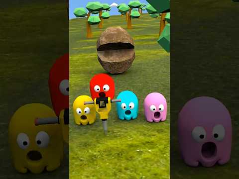 😂 Pacman vs Jackhammer #pacman #3d #animation #cartoonvideo #cartoon  #funny #short  #shorts