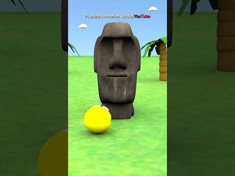 Pac-Man vs. The Moai: The Bubblegum Chaos! 🗿 #pacman  #animation #cartoon #funny #nightatthemuseum