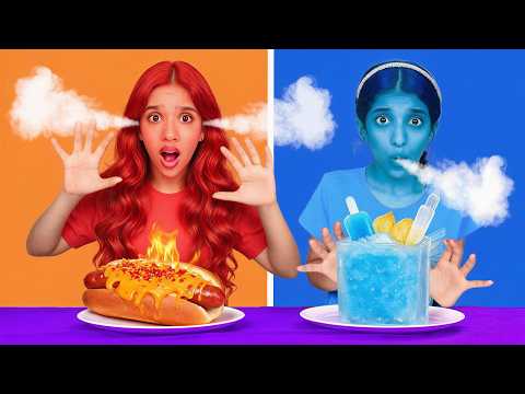 تحدي الاكل الحار ضد الاكل البارد ! شفا ضد غزل !! hot food vs cold food challenge