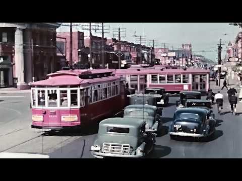 Toronto, Canada 1935 in color [60fps, Remastered] w/sound design added