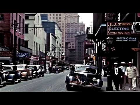 New Orleans 1930s in color, Downtown and Landmarks [60fps, Remastered] w/sound design added