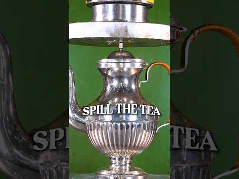 Tea Time Is Over! #hydraulicpress #satisfying #notmycupoftea