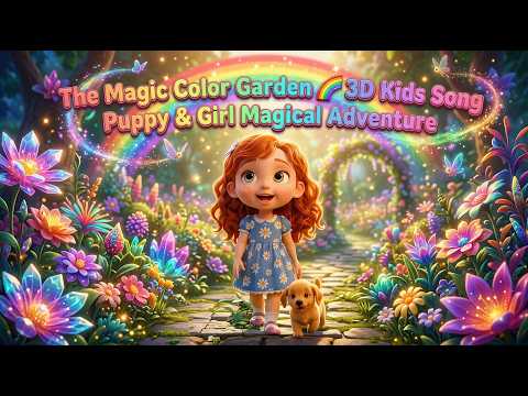 The Magic Color Garden 🌈  3D Kids Song  Puppy & Girl Magical Adventure