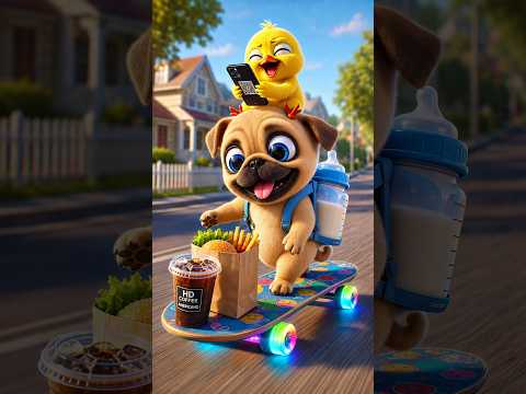 🐶 It’s 9 AM and Mom’s Still Asleep… So This Puppy Grabs a Bottle and Rides Out! 🛹🥛😱#cute #dog