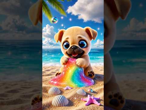 Puppy & Girl's Summer Mission! 🏝️ Rescuing Rainbow Slime + Tropical Feast! 🍹 #cartoon #funny