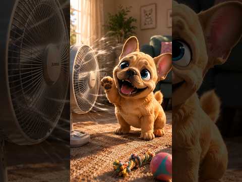 Cute Puppy Turns the Fan Too High and Starts a Pet Hair Show！#CutePets #Cat  #Shorts #dog #cartoon