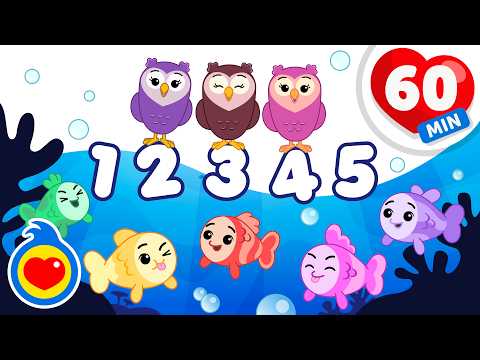 Cinco Pececitos 🔢🎶 Y Más Canciones Infantiles Para Aprender Los Números (60 Min) | Plim Plim