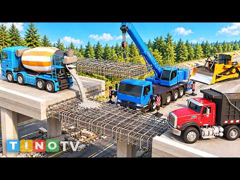 Overpass Bridge Crack! Mobile Crane Accident 🚧 Truck Rescue & Bridge Repair Construction Simulation