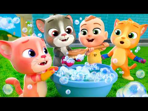 Three Kittens Need Help! Naughty Monkey! | Funny Nursery Rhymes & Kids Songs