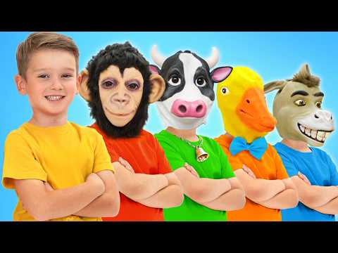 Hide and Seek with Animal Masks - Funny stories for kids