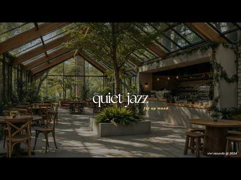 Cozy Outdoor Jazz In October | Quiet Jazz In Warm Cafe Cabin & Green Nature Ambience For Up Mood