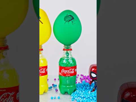 Oddly Satisfying ASMR | Crushing Green Balloon with Coca-Cola Bottles & Beads Drops