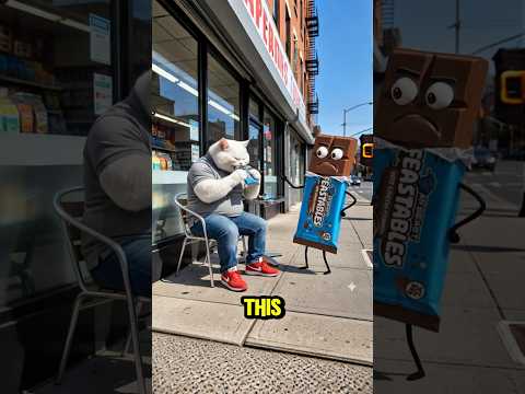 Dad cat eats Feastables Chocolate! #cats #cutecat #funny #catlovers