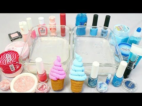 핑크 블루 액괴 만들기 슬라임 asmr 다 섞기 Slime Mixing Random Things Eyeshadow Slime Satisfying Videos
