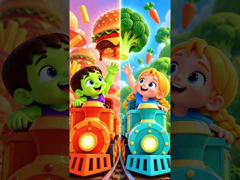 Fast Food Train or Healthy Food Train? 🍔🥦🚂 | Fun Kids Song by Doggy Doggy Cartoons
