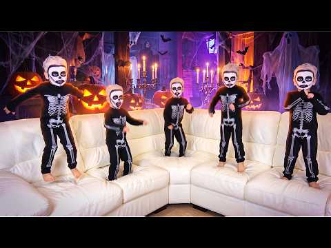 Five Little Skeletons Jumping on the Bed | Halloween Songs for Kids
