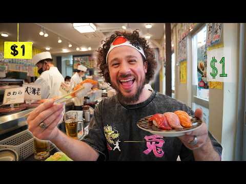 Probando sushi barato de banda en Japón ($1 o menos) | ¿Delicioso? 🍣