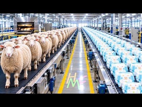 How Raw Sheep Wool Becomes High-Tech Baby Diapers! (Satisfying Factory Tour)