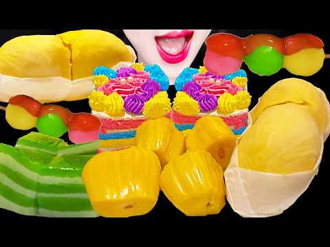 ASMR JACK FRUIT, DURIAN, THAI DESSERT, EXOTIC FRUITS 잭프루트, 두리안, 태국 디저트 먹방 MUKBANG, EATING