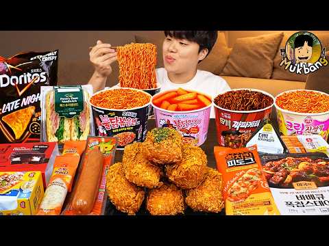 ASMR MUKBANG 편의점 핵불닭 미니!! 떡볶이 & 핫도그 & 김밥 FIRE Noodle & HOT DOG & GIMBAP EATING SOUND!26 10 23 편의점최종
