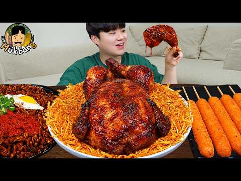 ASMR MUKBANG 직접 만든 양념 치킨먹방! 치즈스틱 짜파게티 레시피 FRIED CHICKEN AND BLACK BEAN NOODLES EATING SOUND!