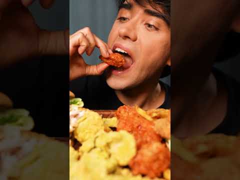 ASMR Chicken Sandwich & Fries & Spicy Chicken & Cheese Sauce Eating