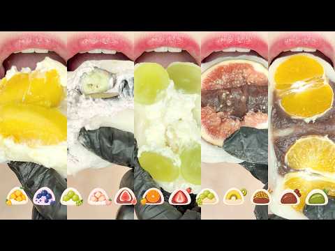 asmr MOST POPULAR FRUIT MOCHI EMOJI FOOD 과일 모찌 이모지 먹방 eating sounds