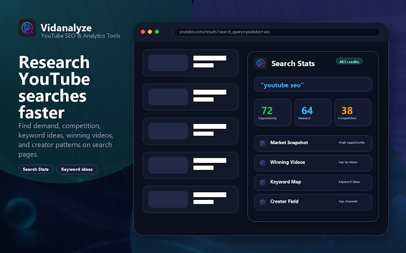 Vidanalyze extension analytics preview
